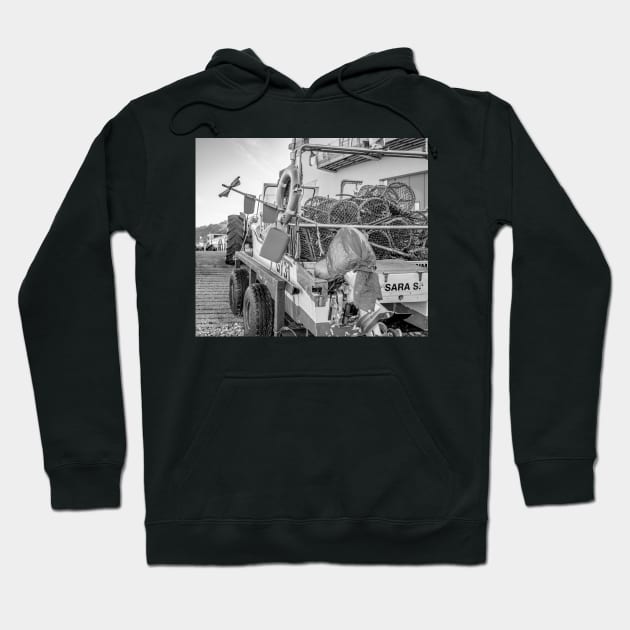 Crab and lobster fishing boat on Cromer beach, North Norfolk Hoodie by yackers1